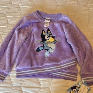 Girls' Plush Purple Pullover Sweatshirt